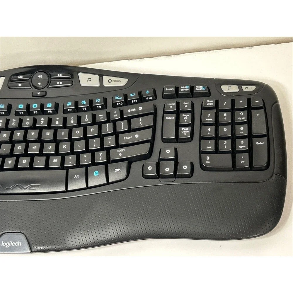 Logitech K350 Wireless Ergonomic Wave Keyboard Unifying Receiver Black Works